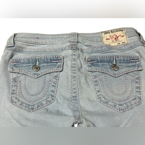 Womens True Religion Jeans Halle Light Blue Denim with Pink Stitching Size 28 - Picture 10 of 16